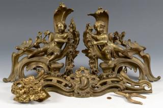 Appraisal: Pair Louis XVI Style Gilt Bronze Chenet Set Other French