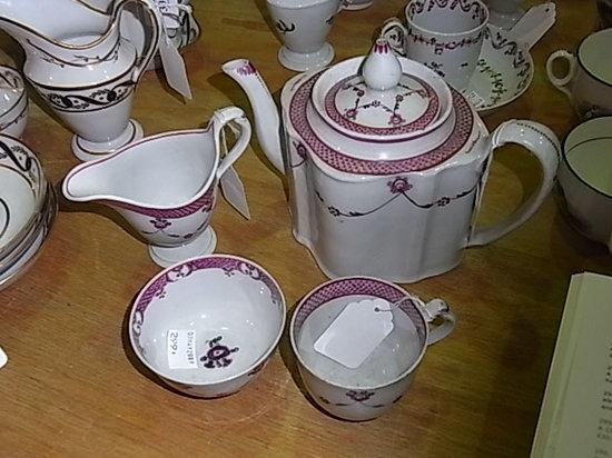 Appraisal: A NEW HALL PART TEA SERVICE pattern number with pink