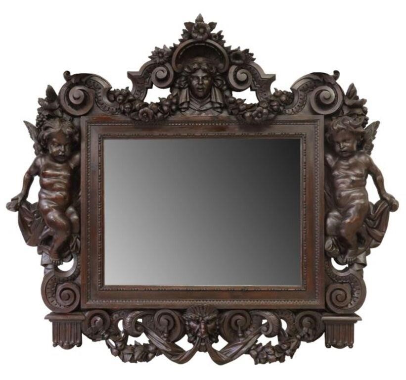 Appraisal: French carved mirror late th early th c a central