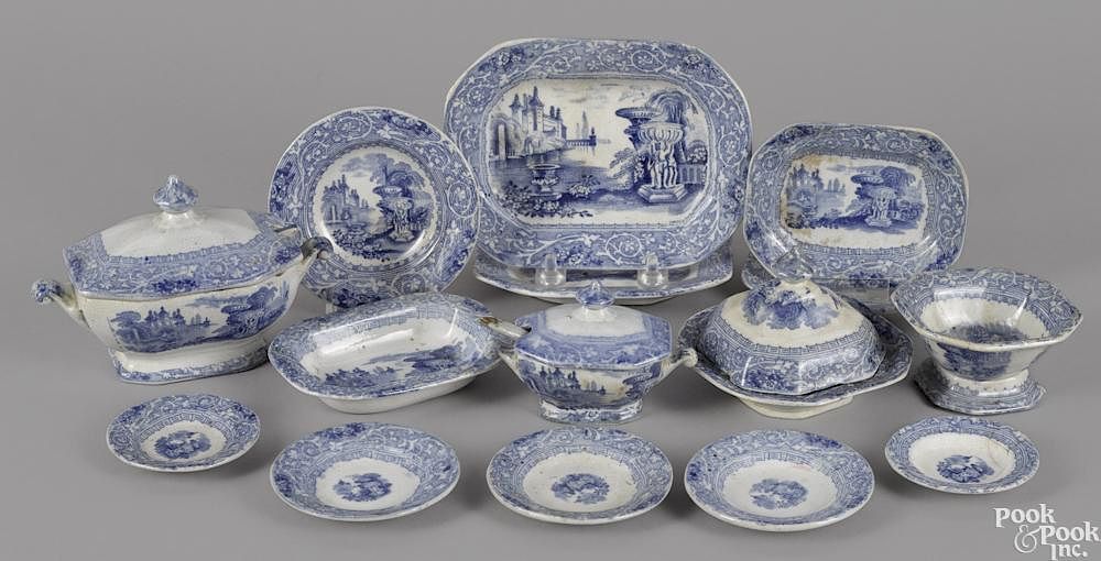 Appraisal: Child's English blue transfer decorated paste ware twenty pieces Child's