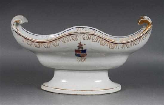 Appraisal: Chinese Export armorial porcelain centerbowl circa Rococo style form with