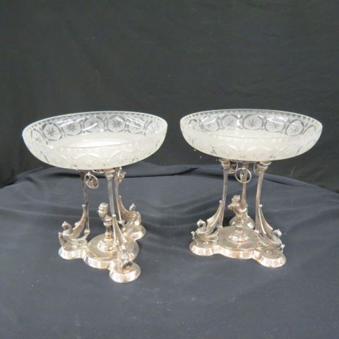 Appraisal: Pair of Reed Barton Silverplate Compotes fancy Victorian bases with