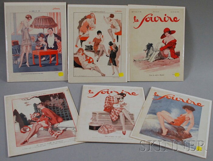 Appraisal: Six s French Fashion Magazine Artwork Prints including three Le