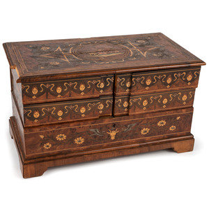 Appraisal: A Continental Marquetry Jewelry Casket th Century Height x width