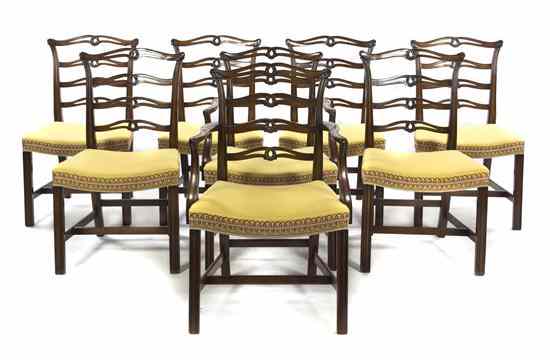 Appraisal: A Set of Eight Sheraton Style Mahogany Chairs comprising two