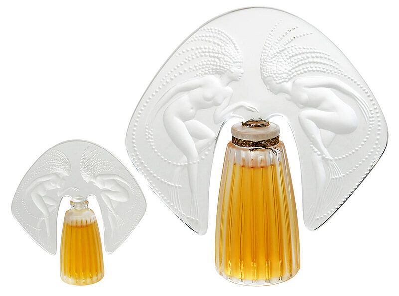 Appraisal: Lalique Perfume Flacon Collection Miniature France ribbed frosted glass bottle