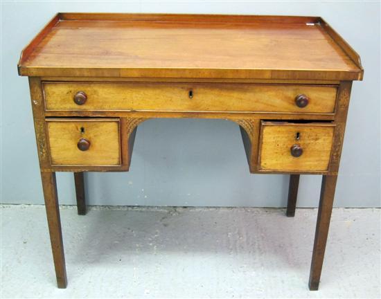 Appraisal: th century mahogany and parquetry inlaid washstand three drawers on