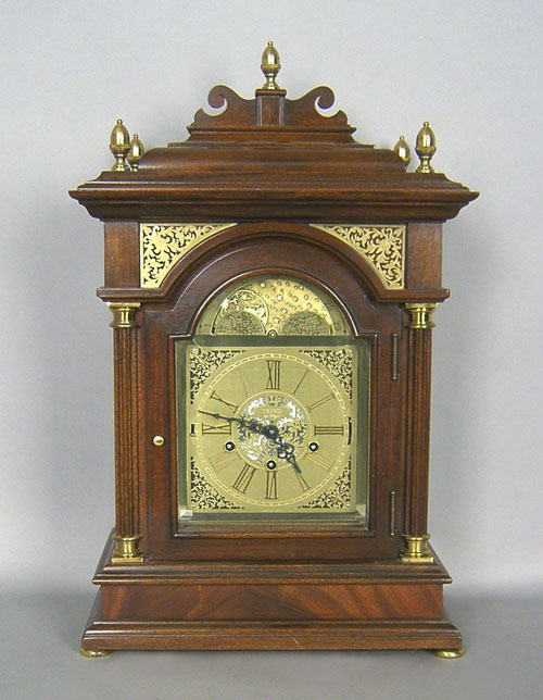 Appraisal: Contemporary Sligh Trend walnut bracket clock th c No of