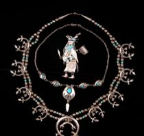 Appraisal: Sterling Silver Turquoise Jewelry Suite Sterling silver and turquoise jewelry