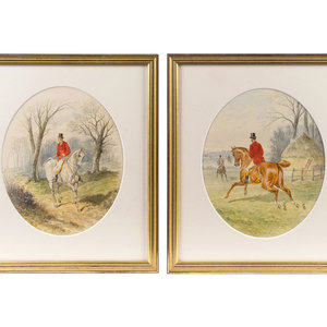 Appraisal: A Pair of English Sporting Watercolors TH TH CENTURY depicting