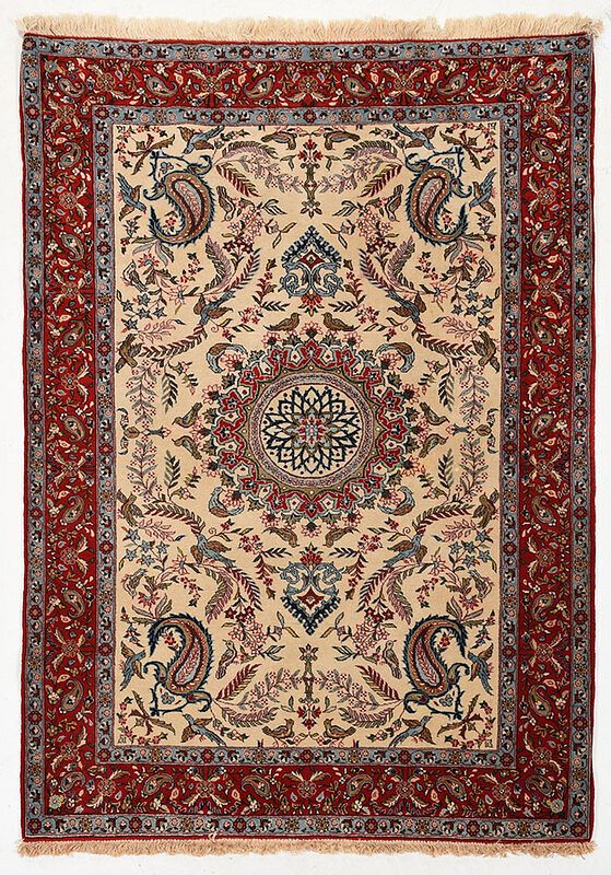 Appraisal: Tabriz Rug Persia central star shaped medallion white field with