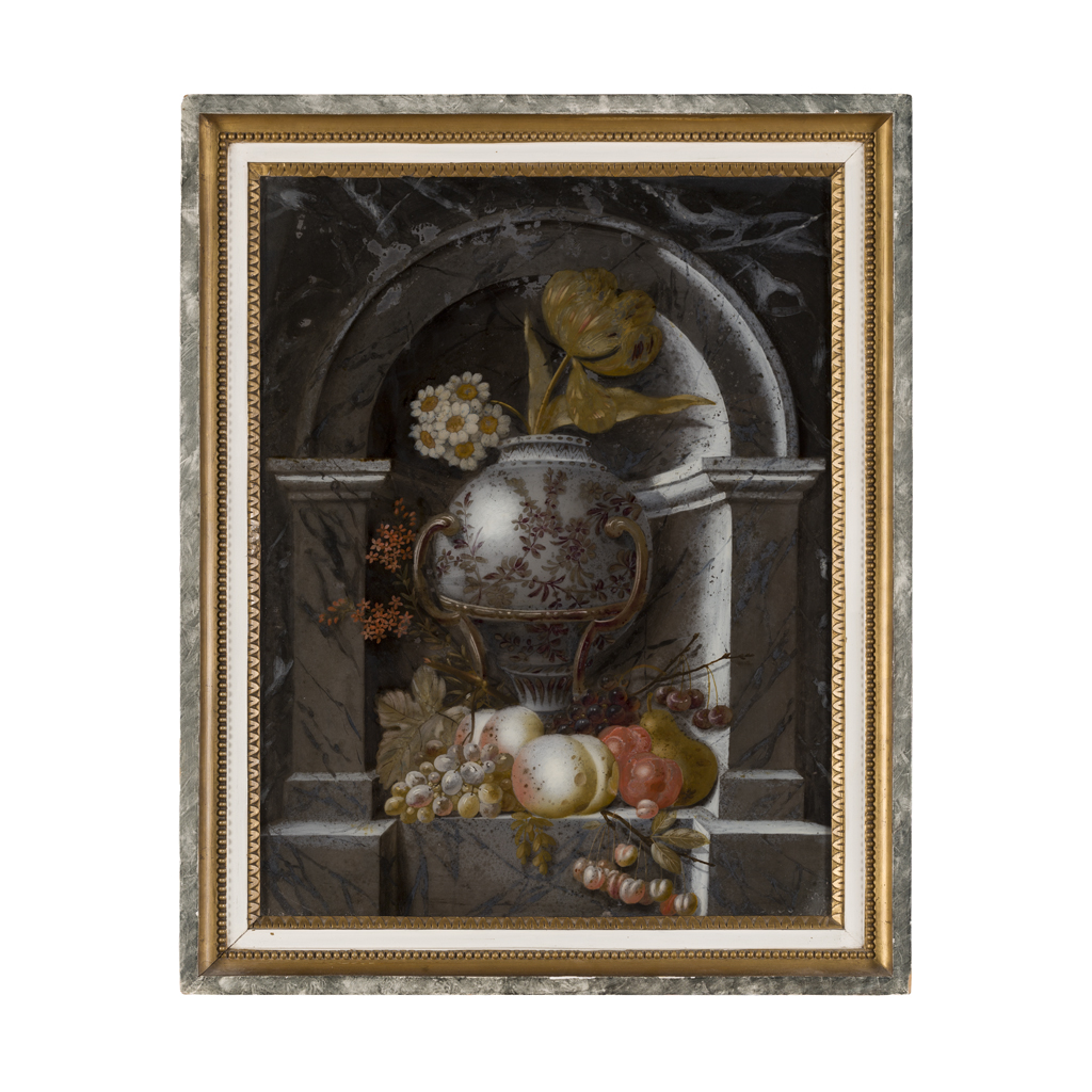 Appraisal: TH CENTURY CONTINENTAL SCHOOL STILL-LIFE reverse oil on glass cm