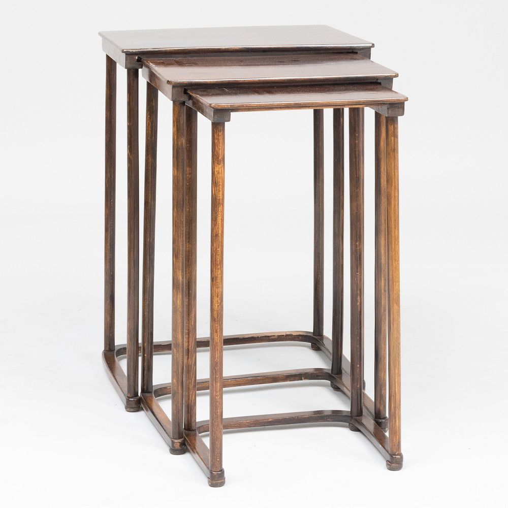 Appraisal: Set of Three Stained Wood Nesting Tables Attributed to Josef