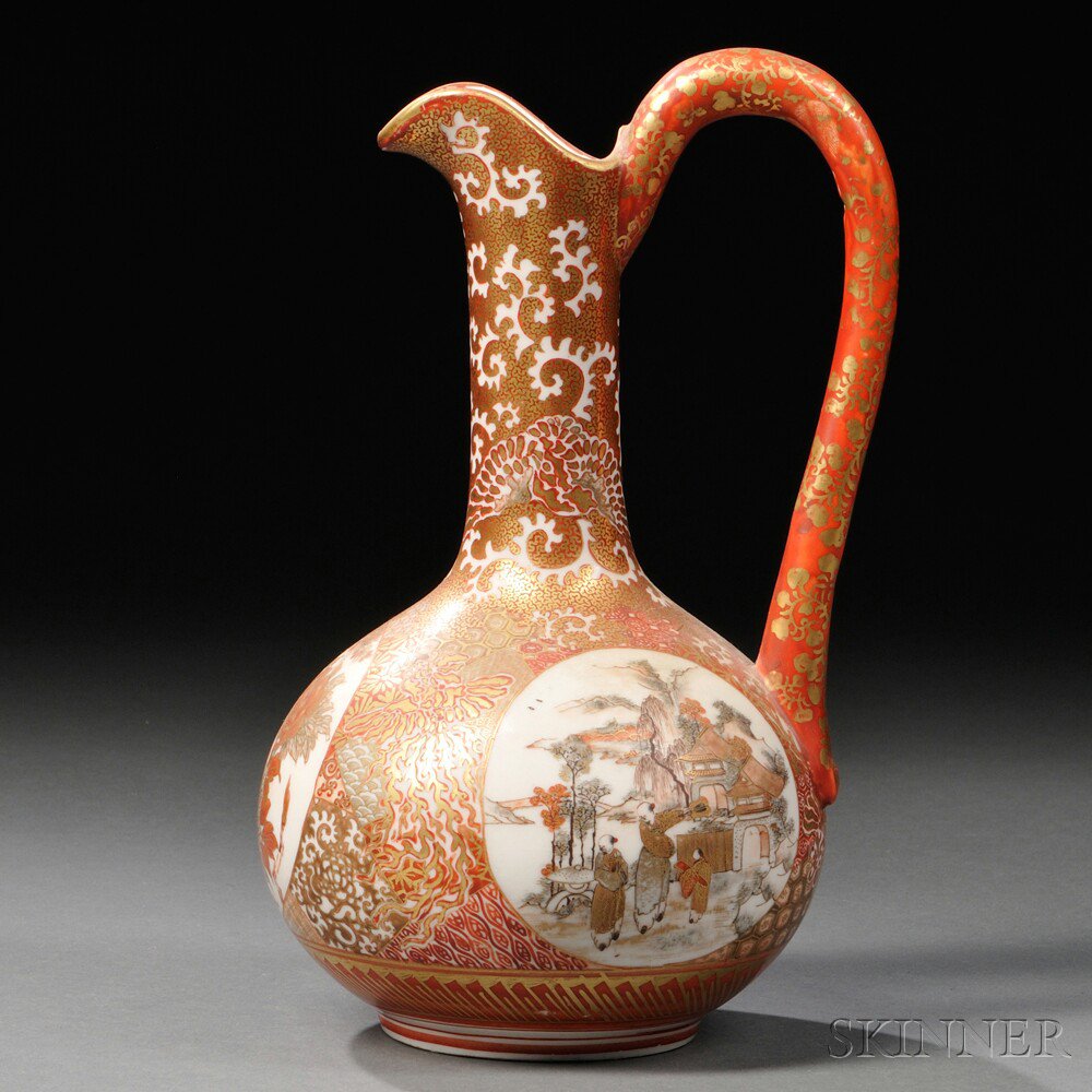 Appraisal: Kutani Ewer Japan th th century globular with long neck