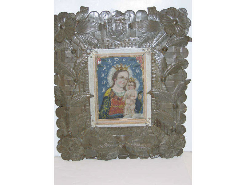 Appraisal: MEXICAN RETABLO Early th century folk art oil on tin