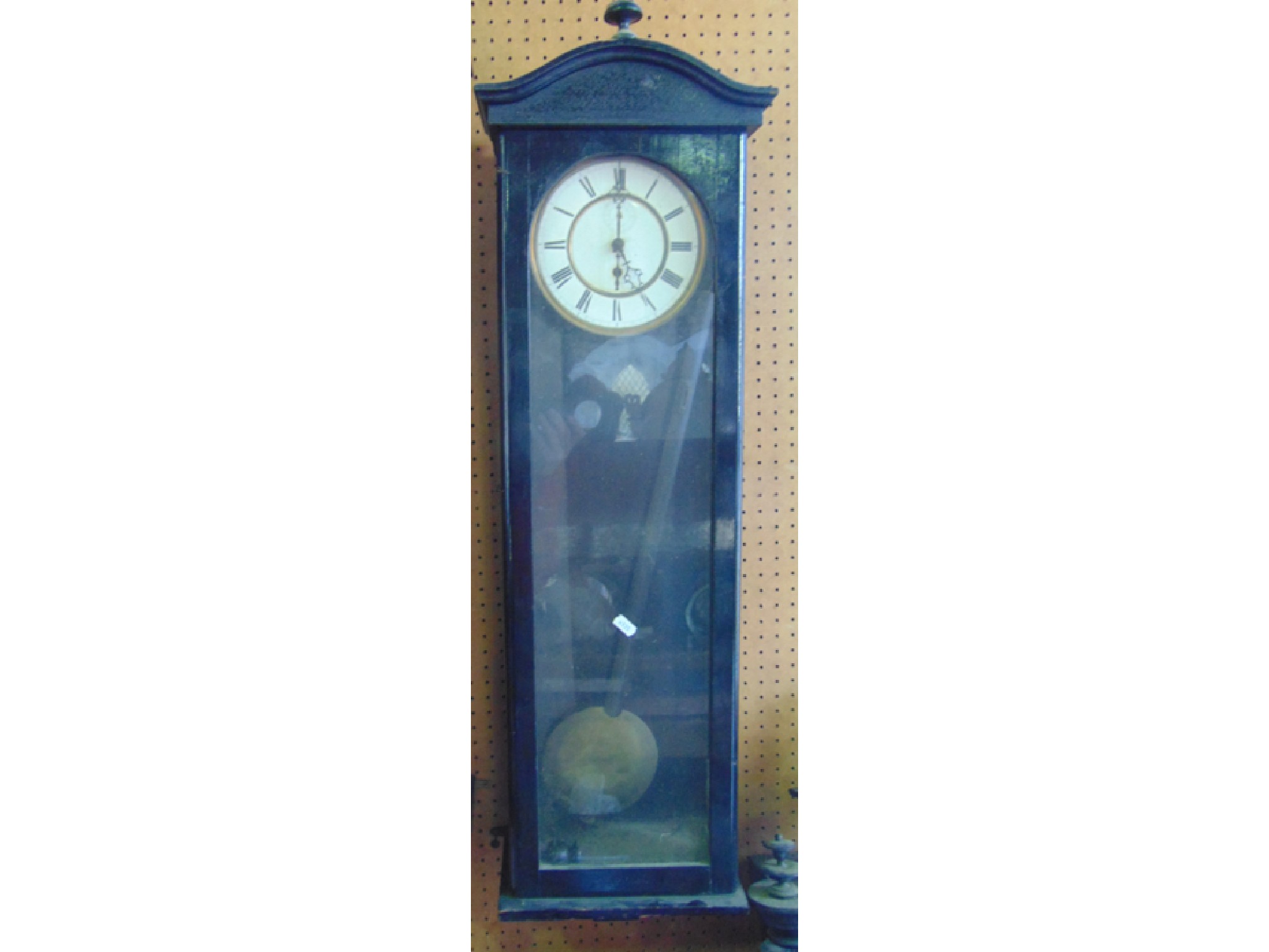 Appraisal: A th century ebonised Vienna style regulator wall clock with