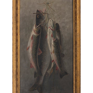 Appraisal: American School Late th Century Rainbow Trout oil on canvas