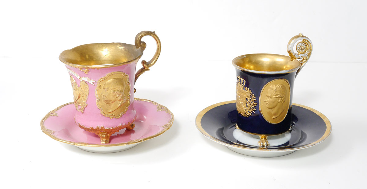 Appraisal: MEISSEN WASHINGTON FRANKLIN CUP PLUS ANOTHER pieces total to include