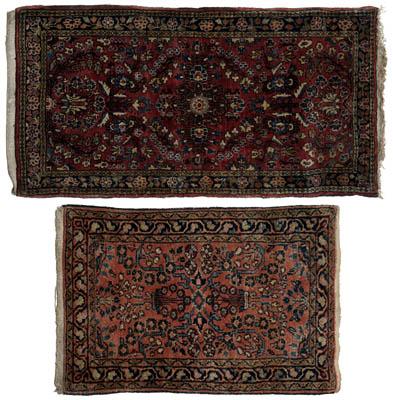 Appraisal: Two Sarouk rugs one with floral designs on salmon field