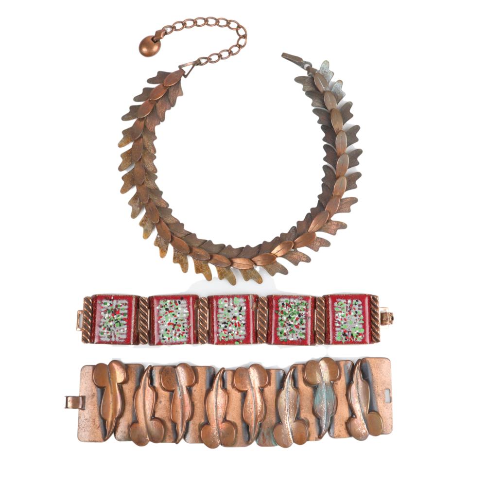 Appraisal: REBAJES PC COPPER CONFETTI ENAMEL LINKED PANEL BRACELET ADJUSTABLE TO