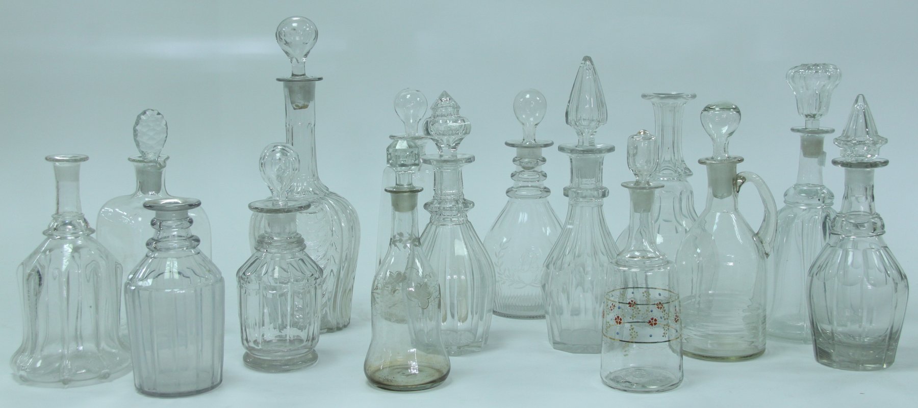 Appraisal: A Georgian triple ring neck decanter initialled J B within