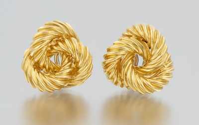 Appraisal: A Ladies' Italian k Gold Knot Design Ear Clips k