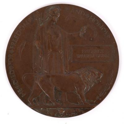 Appraisal: WWI Memorial Plaque 'Frederick William Dunn' extremely fine