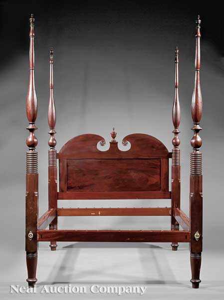 Appraisal: An American Federal Carved Mahogany Four-Post Bed c in the