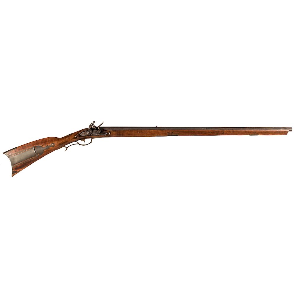 Appraisal: c - American Pennsylvania Flintlock Curly Maple Stock Long Gun