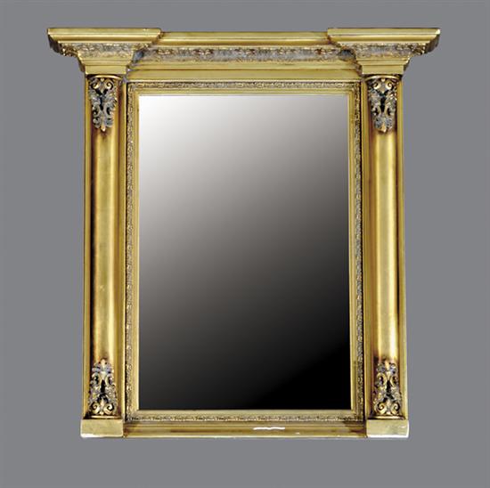 Appraisal: English carved giltwood overmantle mirror th centuryrectangular form with stepped