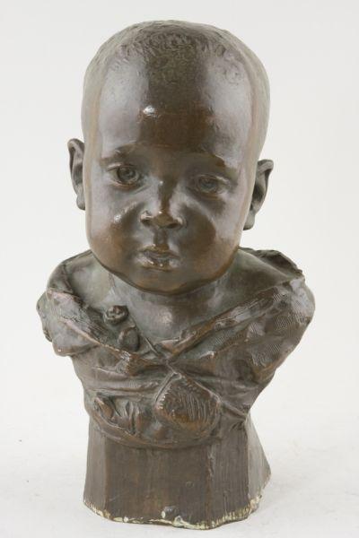 Appraisal: Boquet French Bronze Bust of a Child with inscribed signature