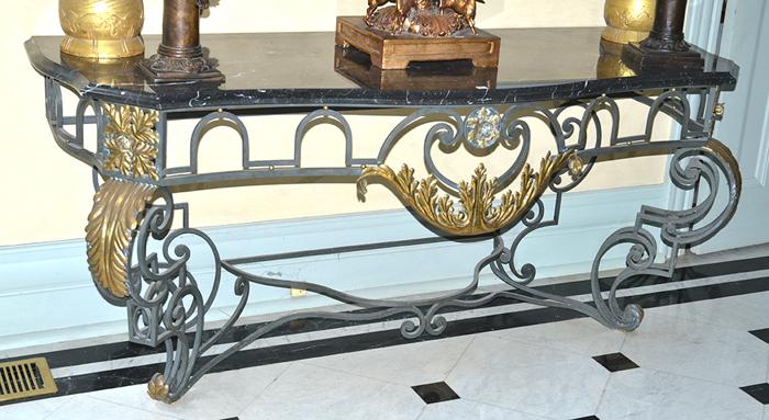 Appraisal: LARGE WROUGHT IRON SIDE TABLE IN THE FRENCH MANNER WITH