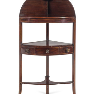 Appraisal: A Regency Satinwood Inlaid Mahogany Corner Washstand Early th Century