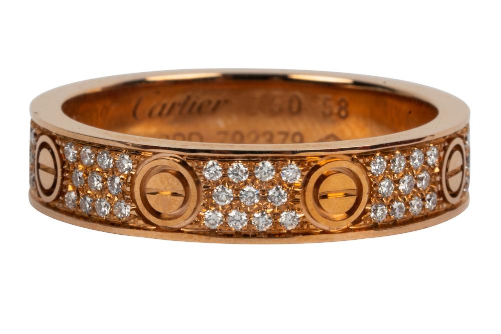 Appraisal: KARAT ROSE GOLD DIAMOND BAND RINGattributed to Cartier 'Love' style