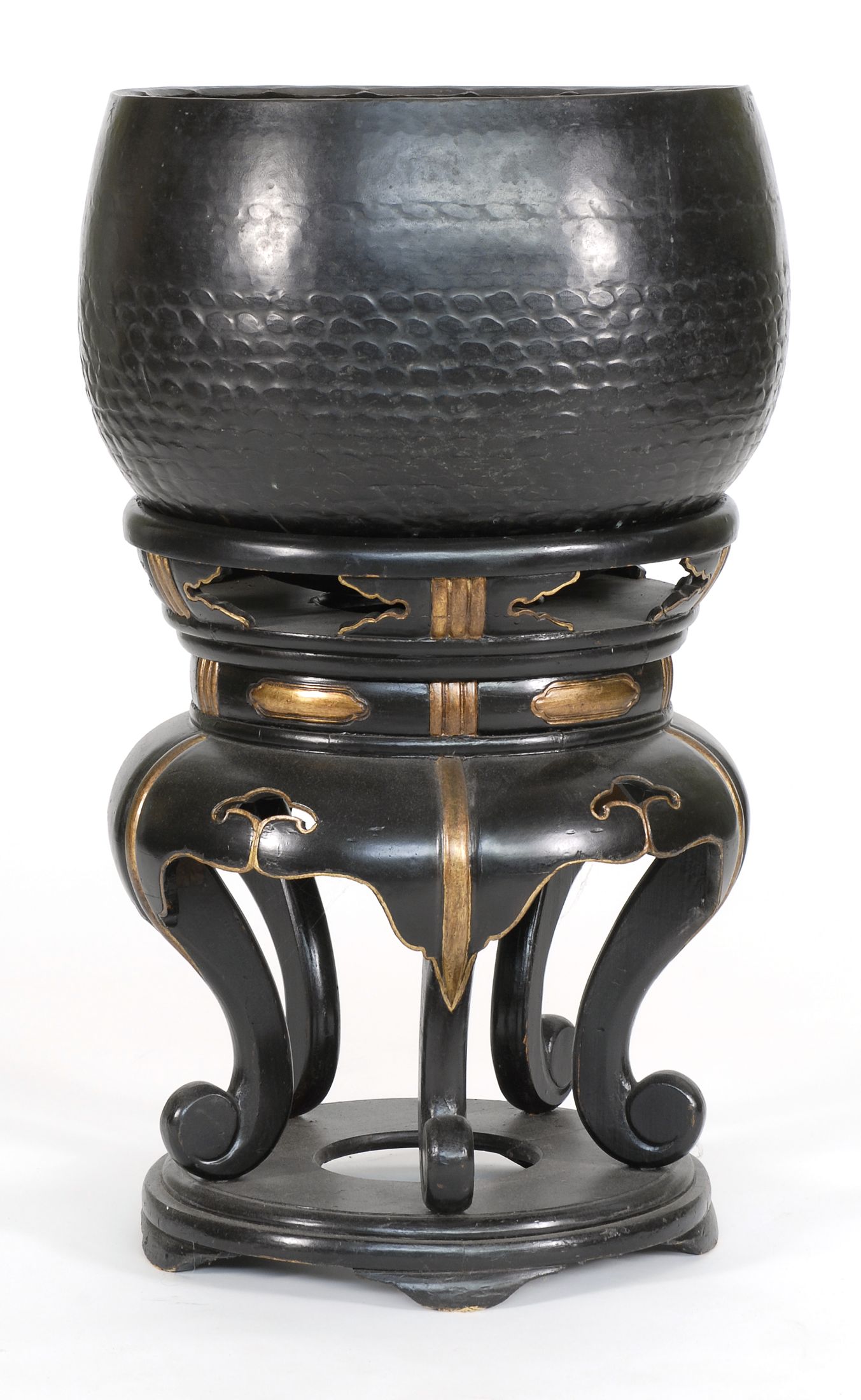 Appraisal: BRONZE TEMPLE GONG Edo PeriodIn ovoid form with black and