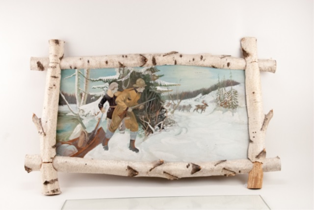 Appraisal: a Mid th Century Winter Hunt Scene in Natural Birc