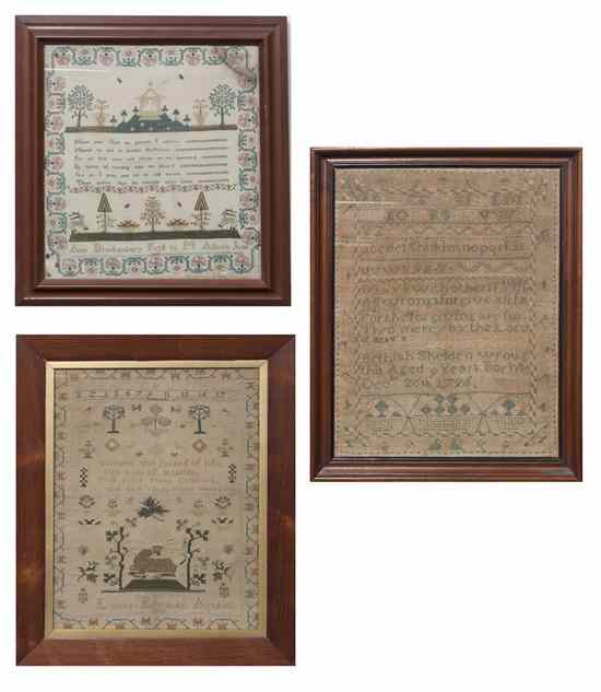 Appraisal: A Group of Three Samplers the first worked by Bethiah