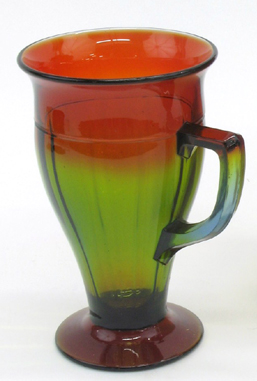 Appraisal: RUBENA VERDE ART GLASS CUP with handle on pedestal base