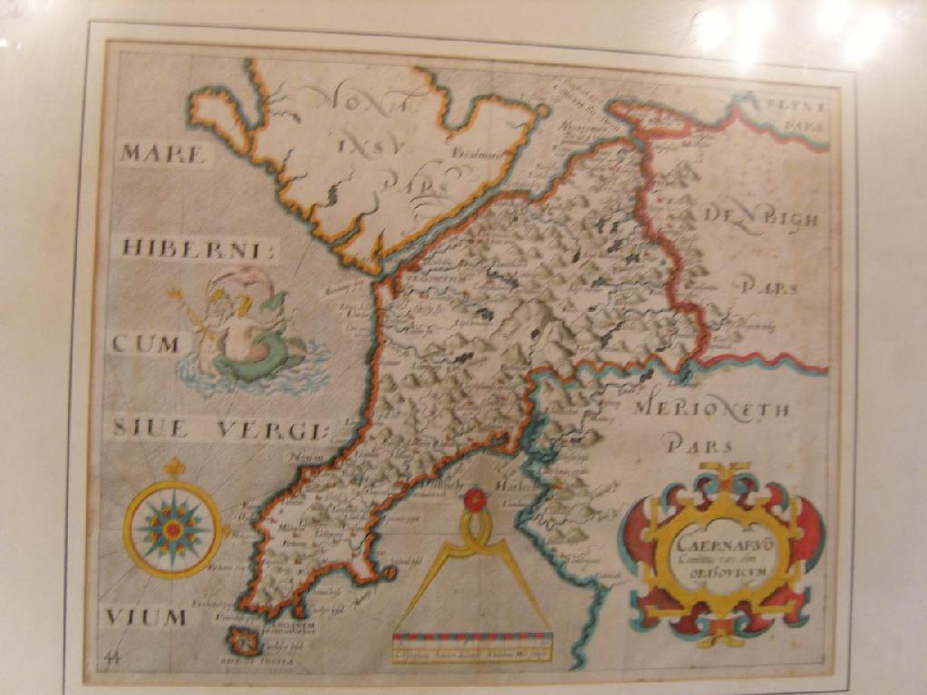 Appraisal: A th century coloured map of Carnarthenshire after Christopher Saxton