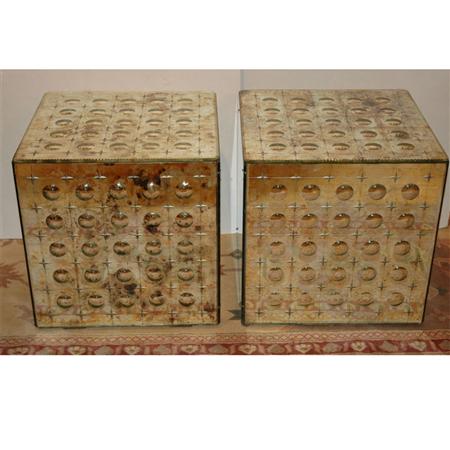 Appraisal: Pair of Mirrored Cube-Form Side Tables Estimate -