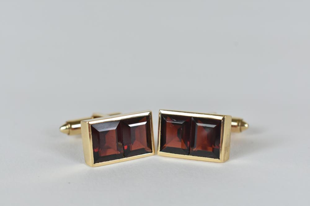 Appraisal: PAIR OF KT GOLD AND BROWN GARNET CUFFLINKSMarked KT Each