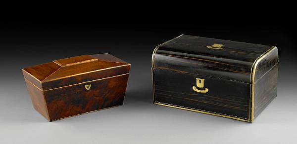 Appraisal: A Victorian coromandel toilet box and a Regency mahogany tea