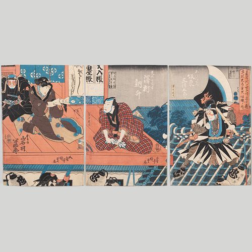 Appraisal: UTAGAWA KUNISADA TOYOKUNI III - TRIPTYCH FROM THE FORTY-SEVEN RONINWoodblock