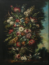 Appraisal: Painting signed Dama A large floral still life painting in