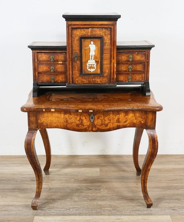 Appraisal: Italian Neoclassical writing desk th Century Marquetry inlays cabriole legs