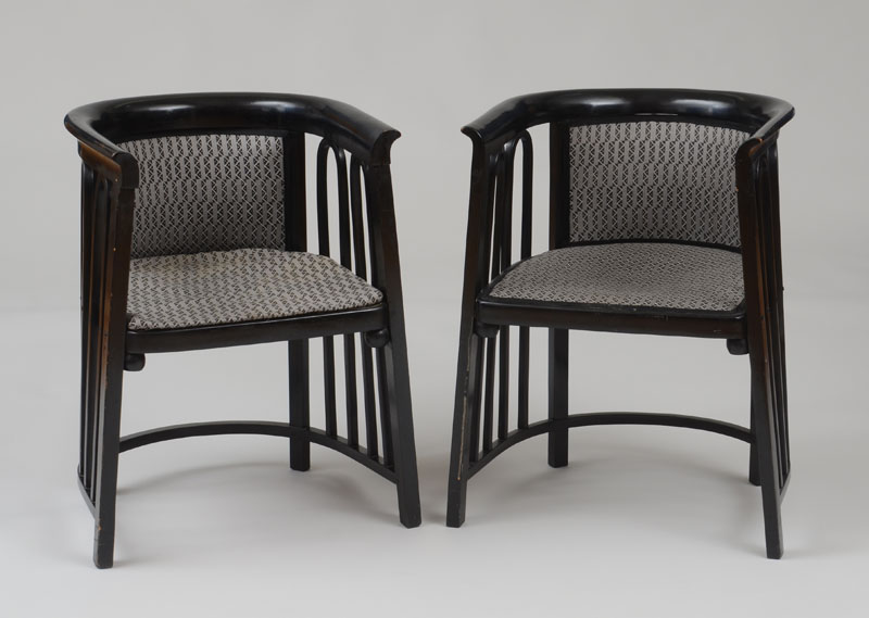 Appraisal: STYLE OF JOSEPH HOFFMANN NEAR PAIR OF ARMCHAIRS One bearing