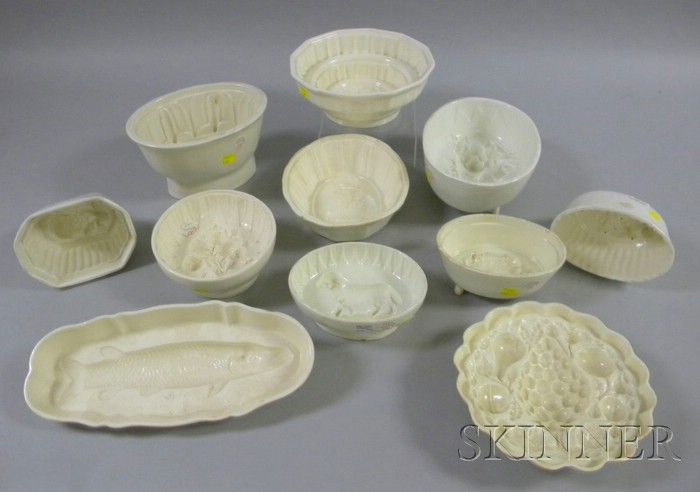 Appraisal: Eleven English Creamware Culinary Molds various shapes subjects include rose