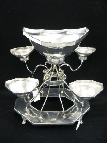 Appraisal: Silverplate Epergne five bowl Art Deco style footed