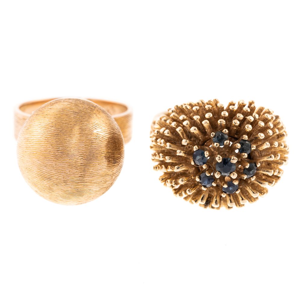 Appraisal: A Pair of Textured Rings in K Yellow Gold K