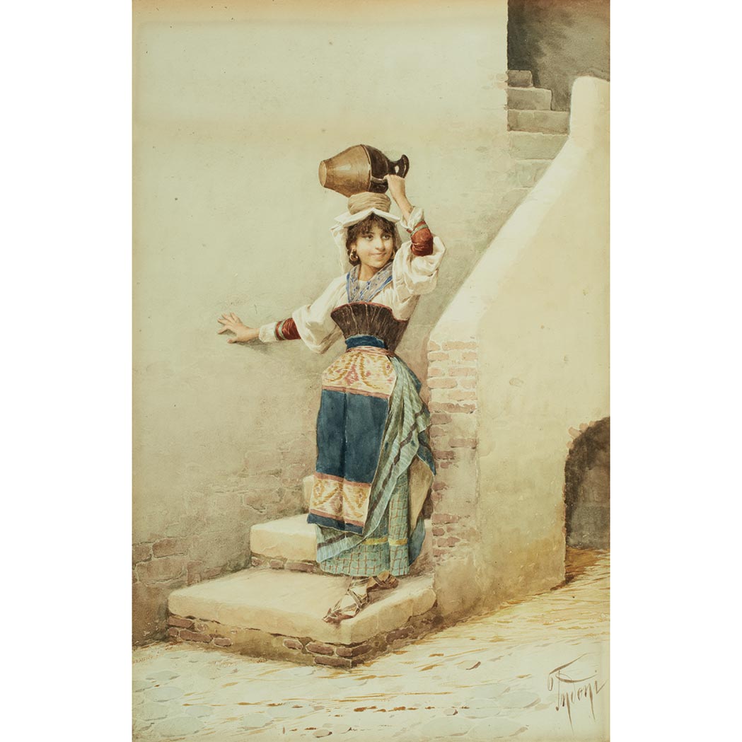 Appraisal: Flippo Indoni Italian th Century Young Girl Carrying a Jug